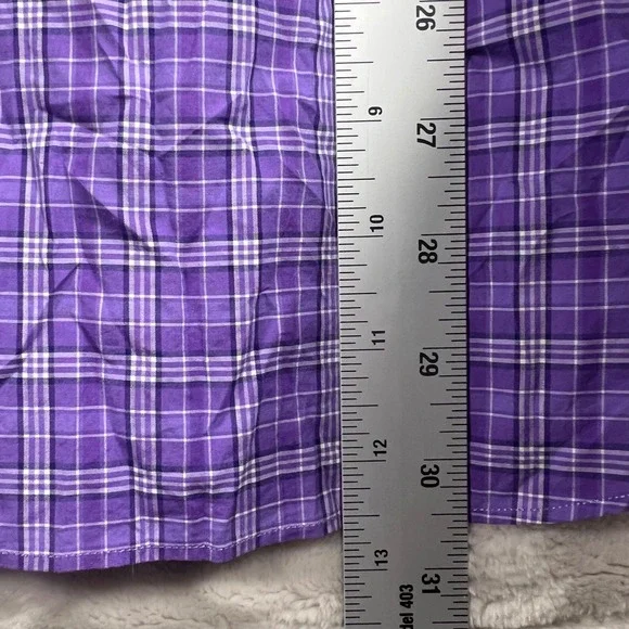 Ralph Lauren Purple Label Mens 15.5 Dress Shirt Purple Plaid Tailored Fit Italy